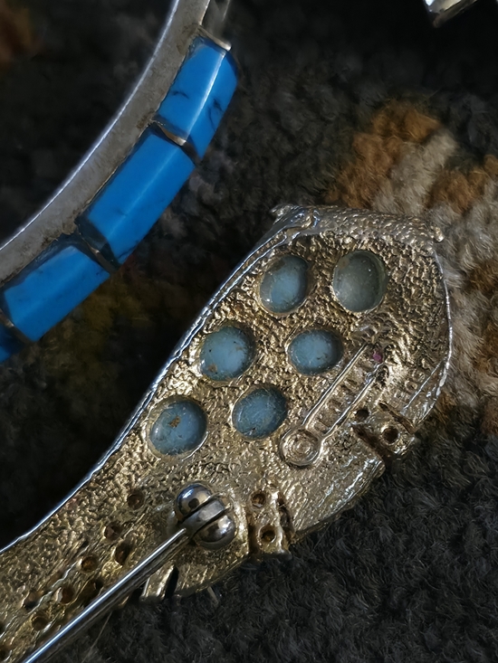 Vintage Turquoise, Pearl & Gold, Silver Jewelry And  Brooch Set - Picture 9 of 9